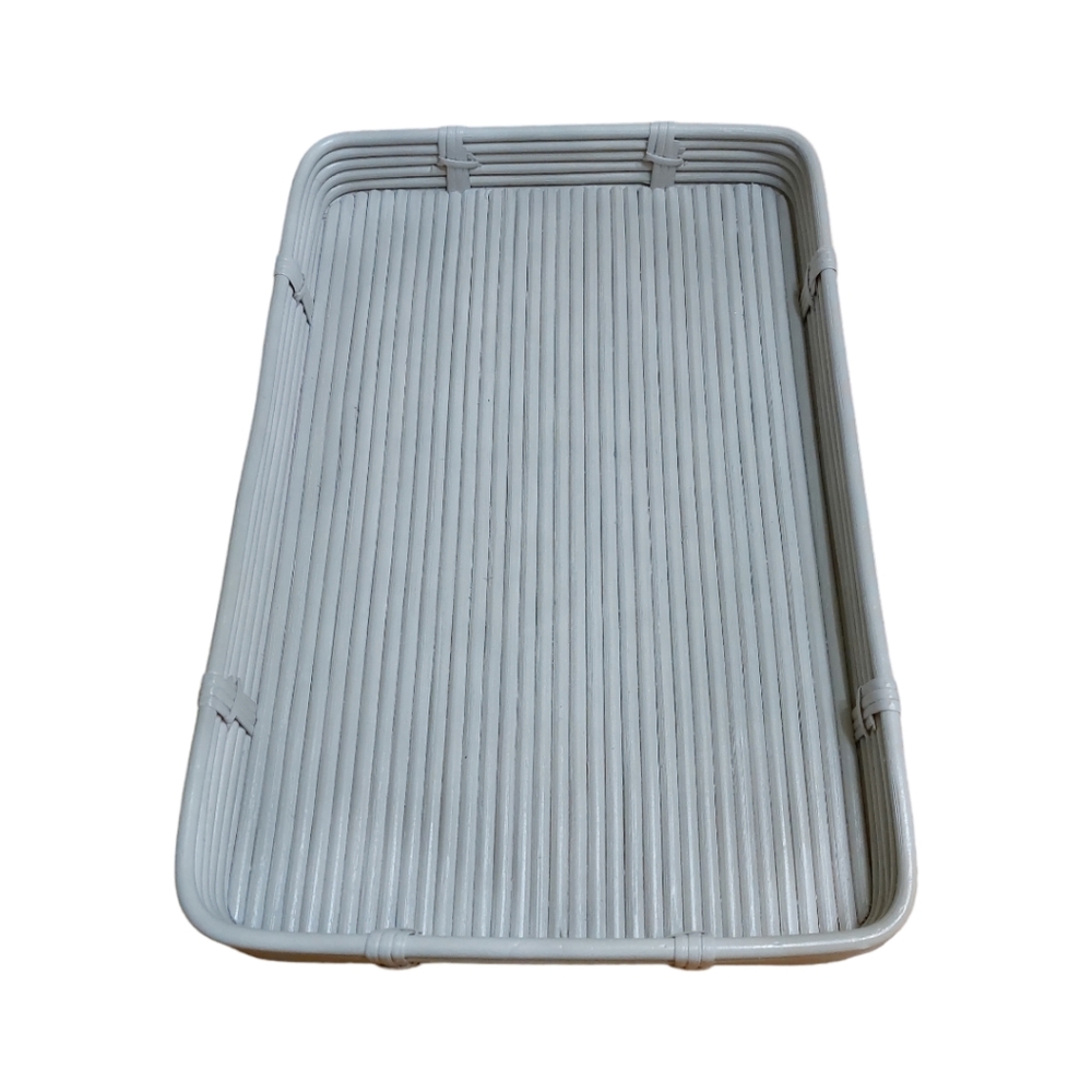 Gray Avalon Rattan Serving Tray Minimalists Neutral Bohemian Modern
